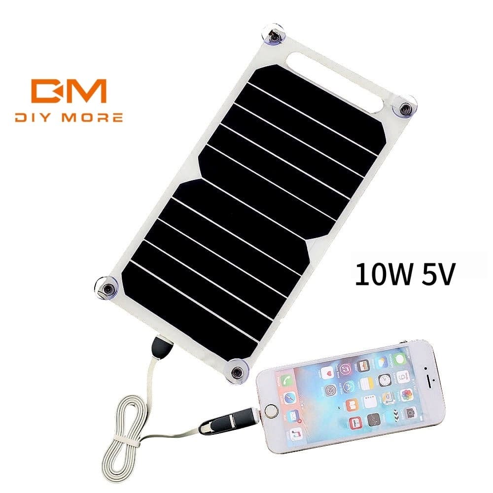 DIYMORE Painel Solar Flexível USB 10W 5V Carga Eficiente Para Bateria De Carro/Acampamento/Trilha
