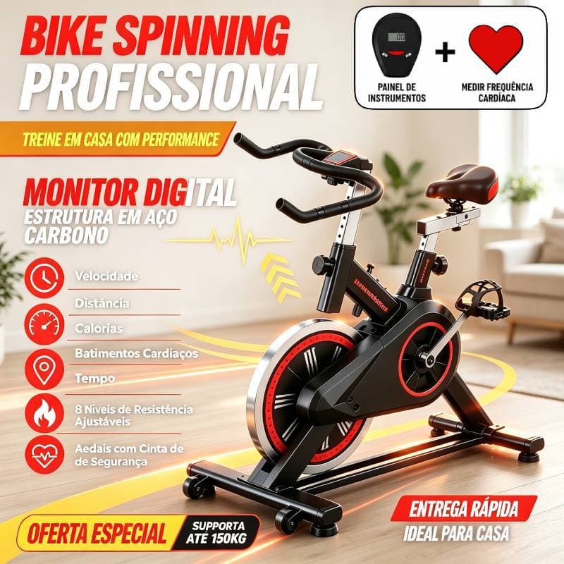 Bicicleta Bike Ergometrica Spinning Academia Fitness Profissional 150kg