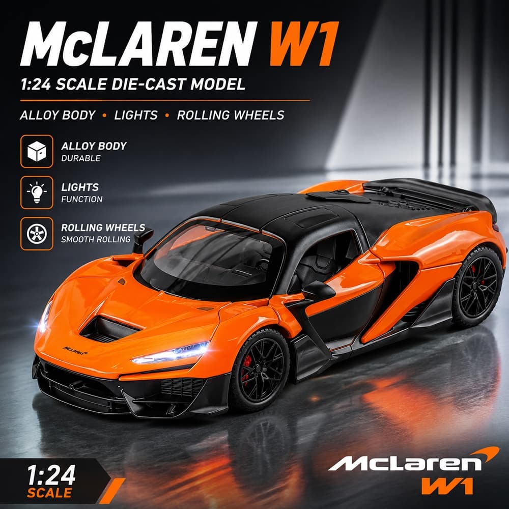 Escala 1 : 24 Mclaren W1 Liga Modelo De Carro Diecast Som Luz Amantes Do Coleção Crianças Presente Aniversário Metal Men