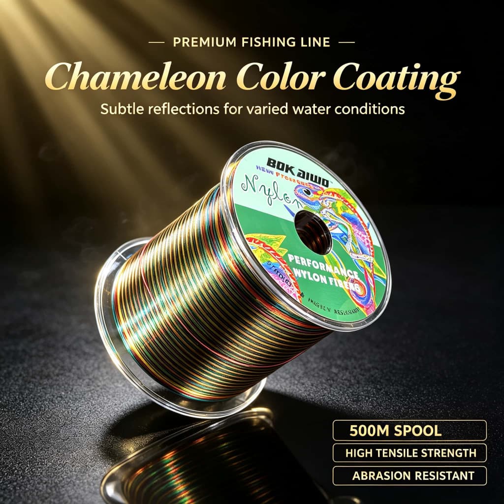 Linha De Pesca De Nylon Camuflada Camaleão 500M , Monofilamento De Alta Resistência E Baixo Estiramento BOKANUO , Fio Mu