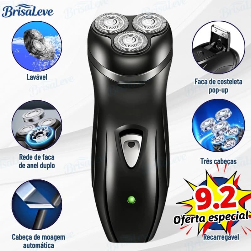 Barbeador Elétrico Homens Prova d'água Recarregável De Três Cabeças Maquina Shaver Depilador Barba Cabeça Aparador-BL