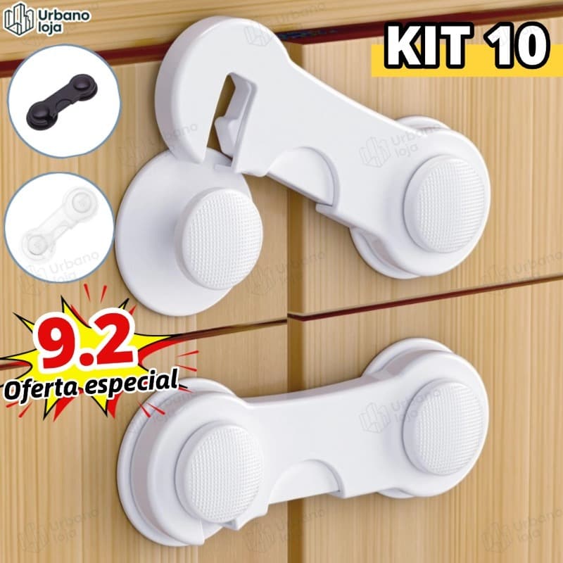 Kit 10/20 Travas Para Gaveta Porta Armário Segurança Bebê - Opção de cores Invisível, Fácil de instalar-UR