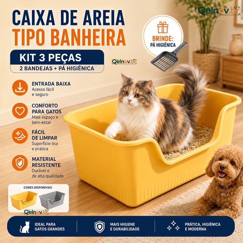 🔥Envio 48h🔥Caixa de areia alta para gato grande Gigante Bandeja Areia Gato Caixa de areia para gatos semifechada