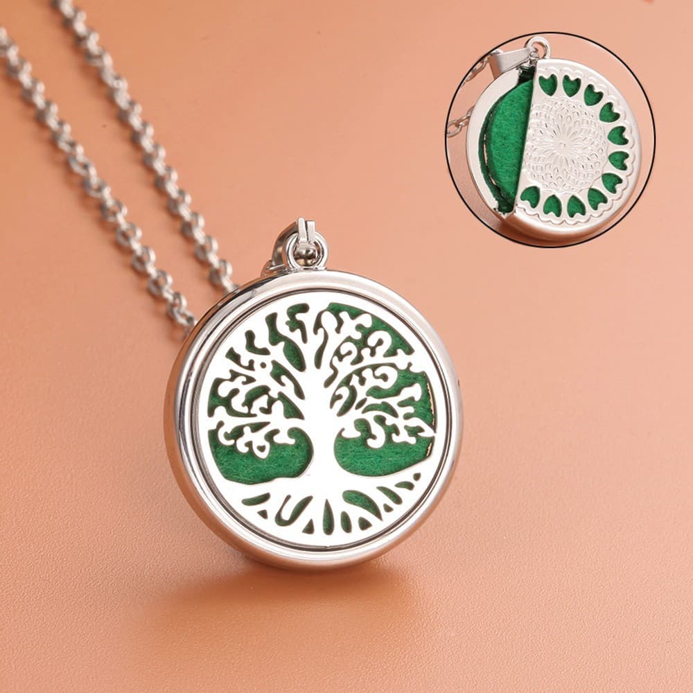 Colar Com Medalhão Difusor De Óleo Essencial De Aromaterapia Para Mulheres Em Aço Inoxidável Oco Perfume Pingente Corren