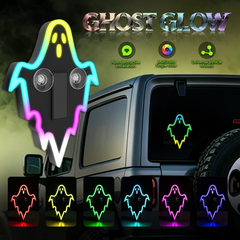 Halloween Solar Fantasma Diabo Luz Ambiente Carro LED Ventosa Janela Lâmpada Decorativa Pára-Brisa Traseiro Expressão Di