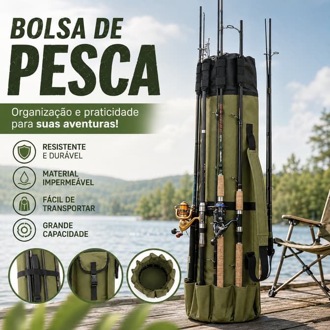 1.15M Bolsa Multifuncional Para Vara De Pescar, Bolsa Para Equipamento De Pesca