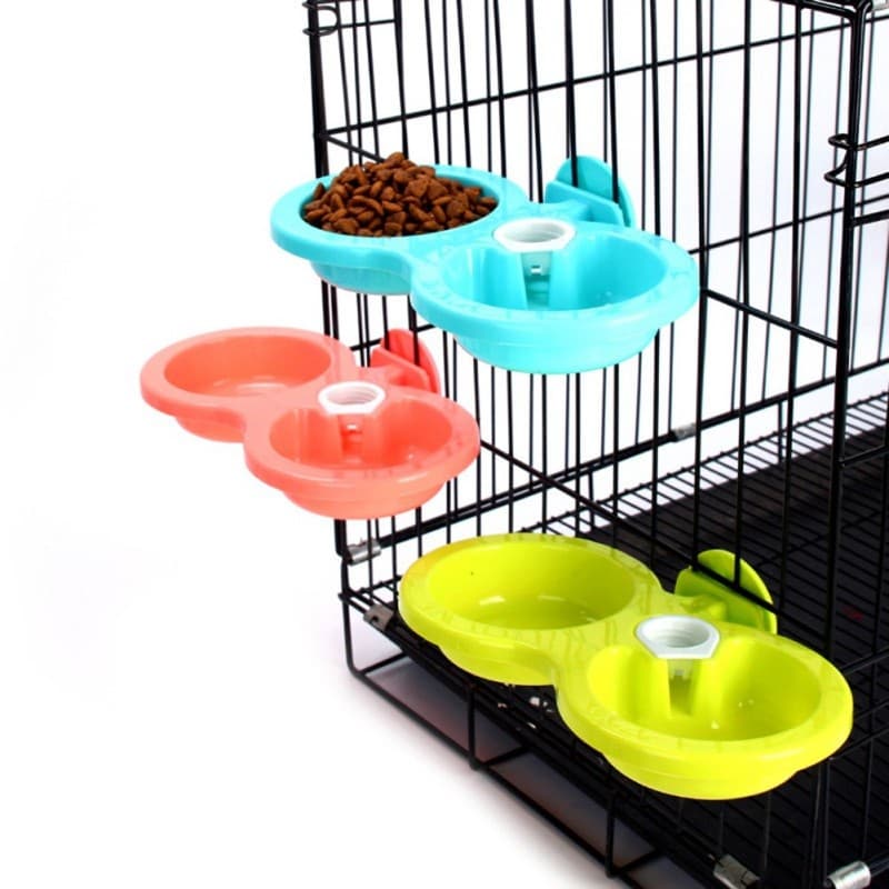 Fonte De Água Para Animais De Estimação , Tigela Dupla De Plástico Cães De Comida Gatos , Gaiola Suspensa E