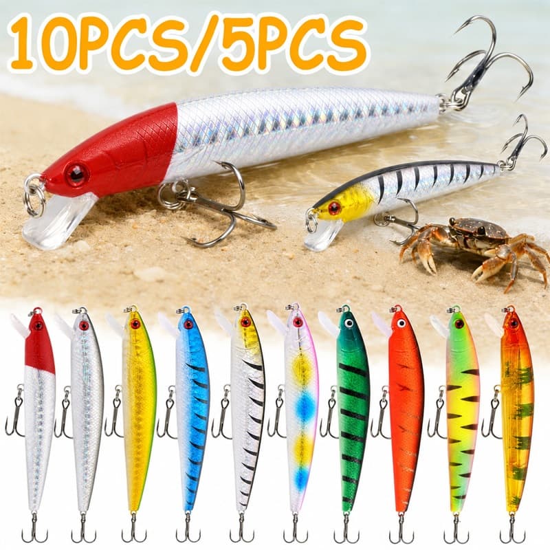 Kit 5/10 Iscas Artificiais Importadas 1/2 Meia Água de 10 cms e 9 gramas Pesca Tucunaré Traíra Dourado Robalo Black Bas