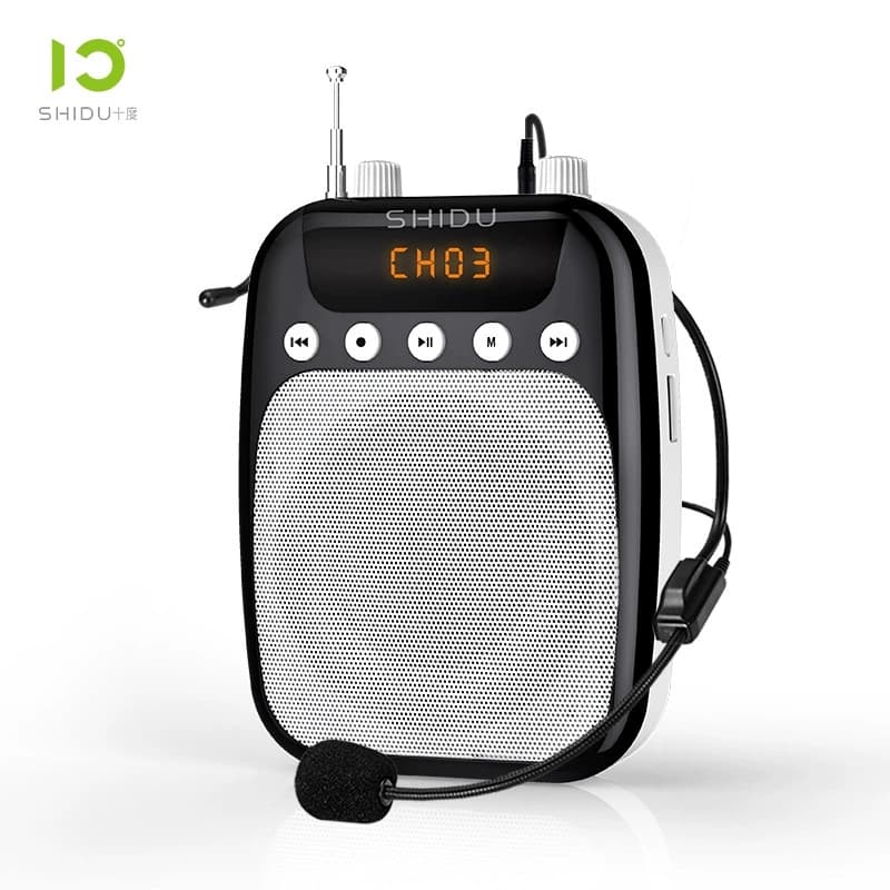 Amplificador De Voz Com Fio Shidu S358 Alto-Falante Portátil De 10 W Rádio FM Reprodução USB/TF/AUX Gravação De Uma Tecl