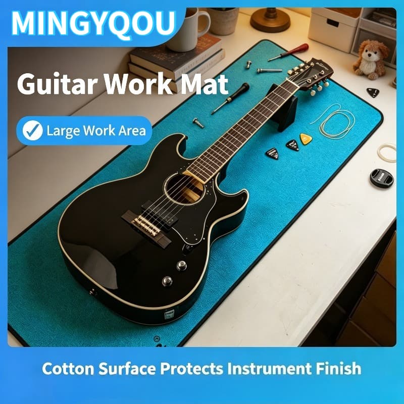 Tapete De Reparo De Guitarra + Kit De Descanso De Pescoço-Protetor De Mesa Universal Para Instrumentos De Cordas (/Baixo