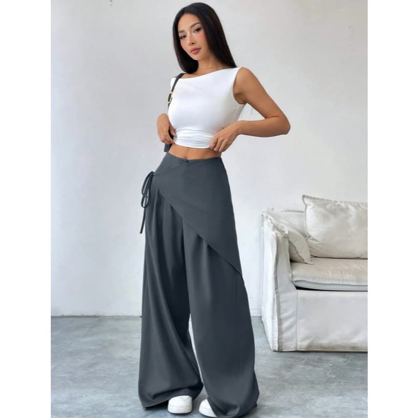 Calças de terno Irregular femininas 2026 novo estilo Design solto mais magro olhar High-End calças largas femininas