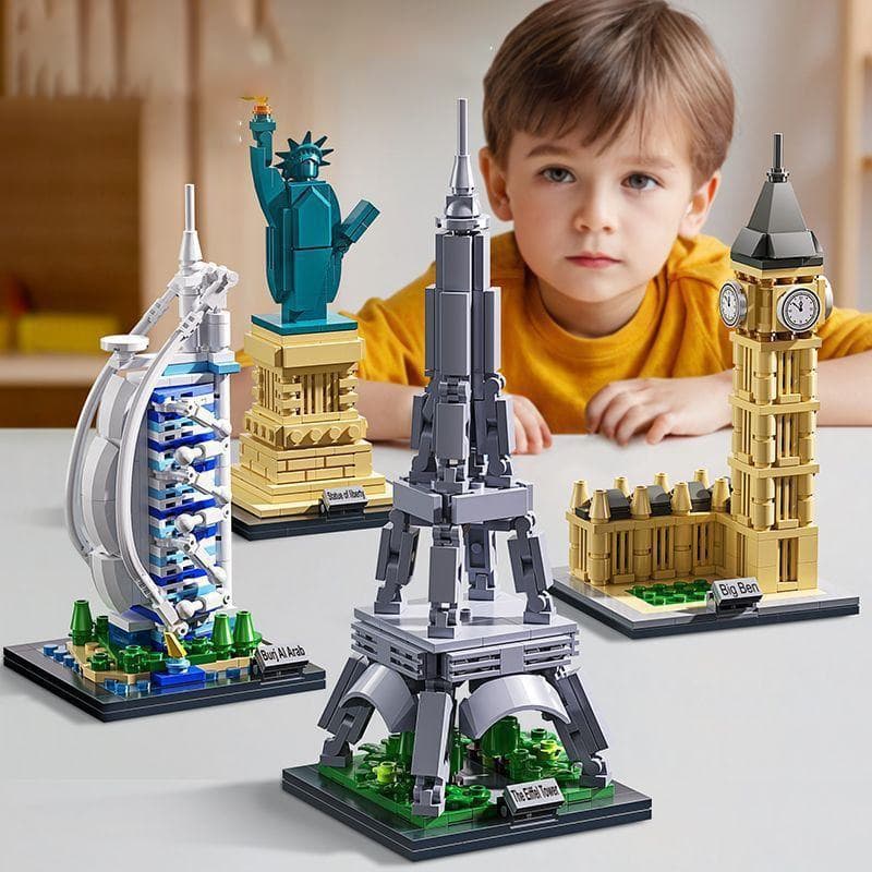 Quebra-cabeça de combinação de modelo de marco de oito edifícios mundialmente famosos montagem de construção B