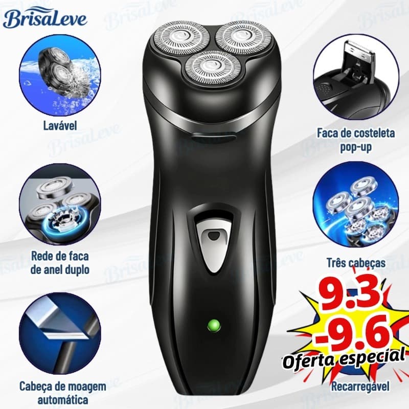 Barbeador Elétrico Homens Prova d'água Recarregável De Três Cabeças Maquina Shaver Depilador Barba Cabeça Aparador-BL