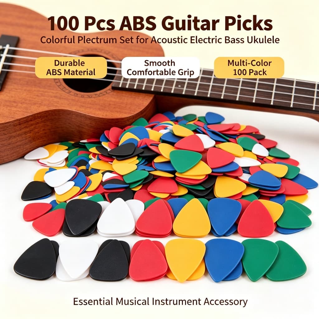 100 Peças Palhetas ABS para Violão Acústico Guitarra Elétrica Baixo e Ukulele Acessórios Musicais