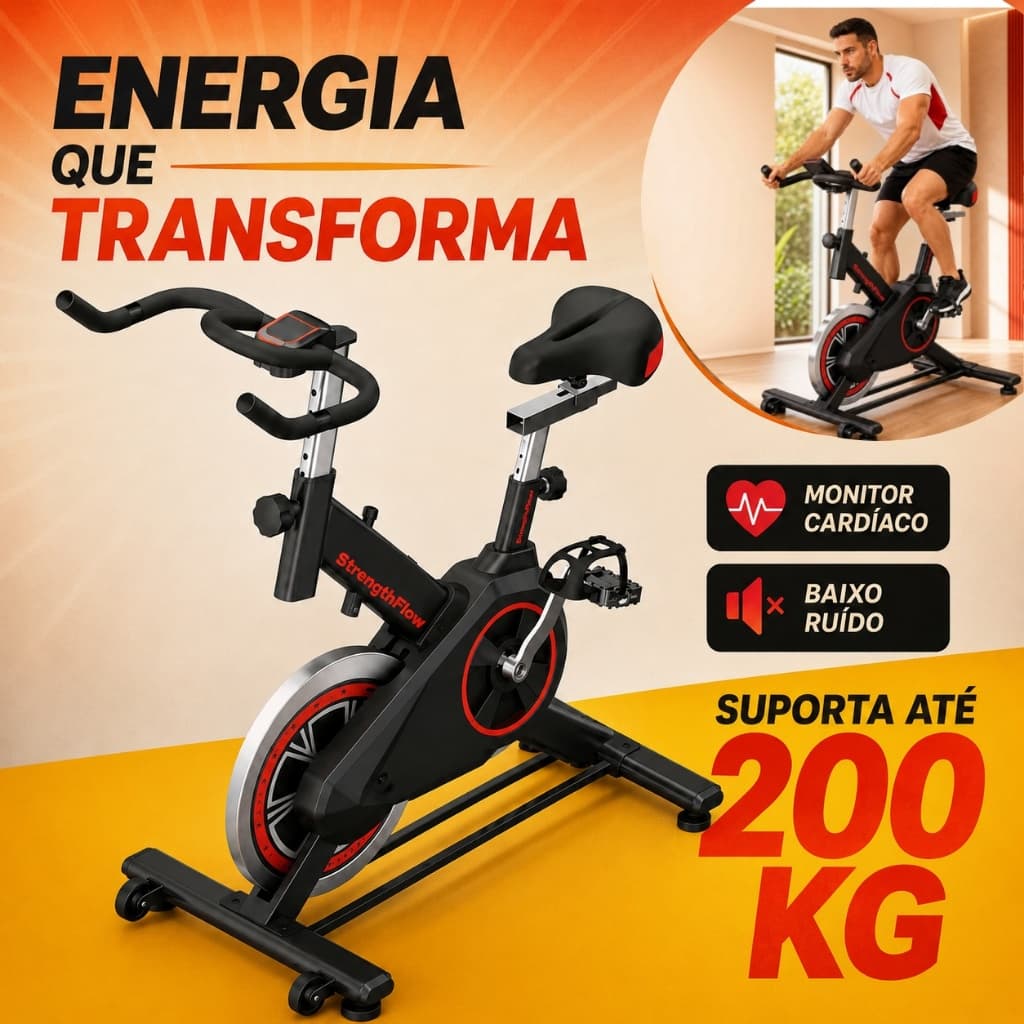 Bicicleta Bike Ergometrica Spinning Detecção De Frequência Cardíaca Academia Fitness Profissional