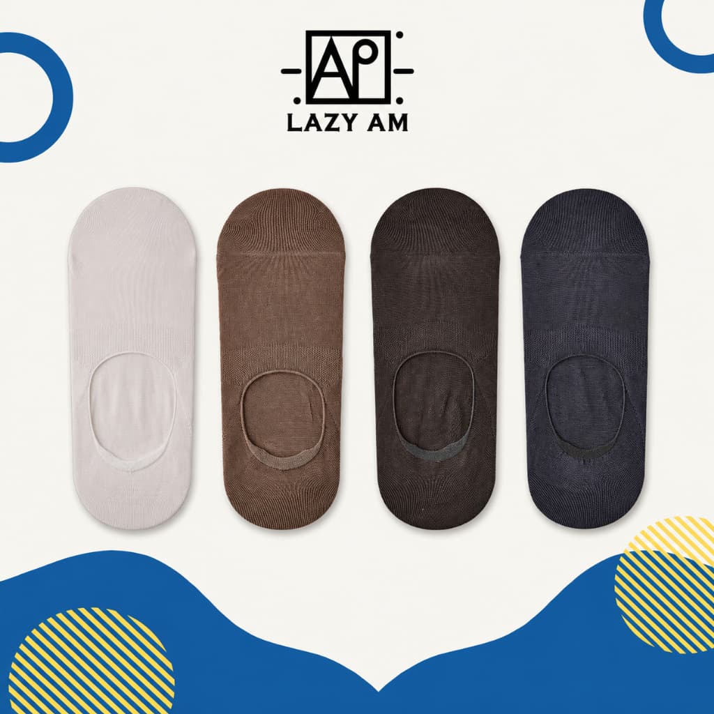 LAZYAM Meias Masculinas Invisíveis Antiderrapantes com Silicone no Calcanhar Confortáveis