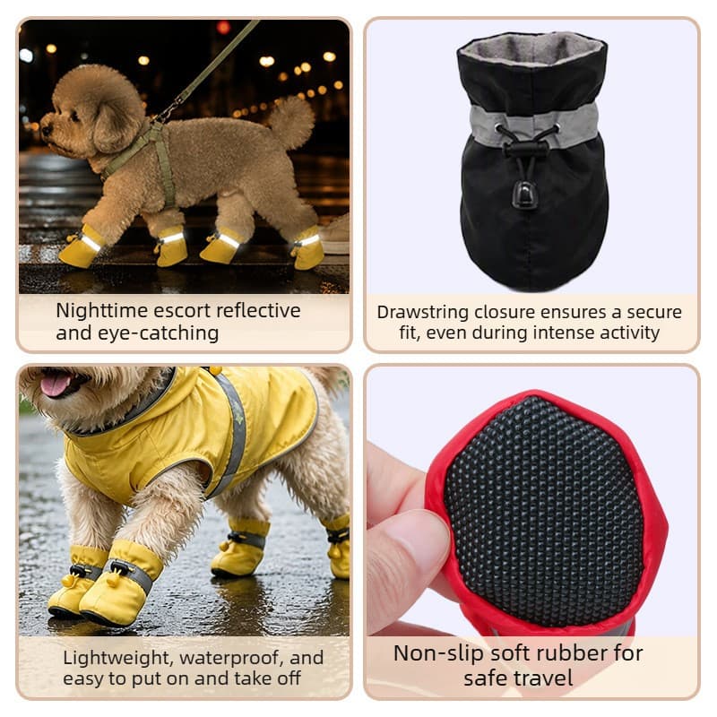 4 Peças De Sapatos Para Cães Resistentes À Água Pequenos-Proteja As Patas Do Seu Animal De Estimação E Mantê-Los Secos O