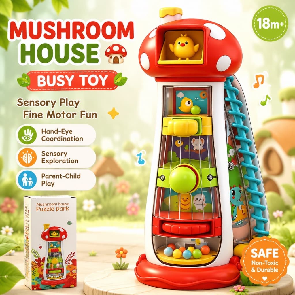 Casa De Cogumelo Montessori Brinquedo Ocupado Centro De Atividades Sensoriais Habilidades Motoras Finas Crianças Pequena