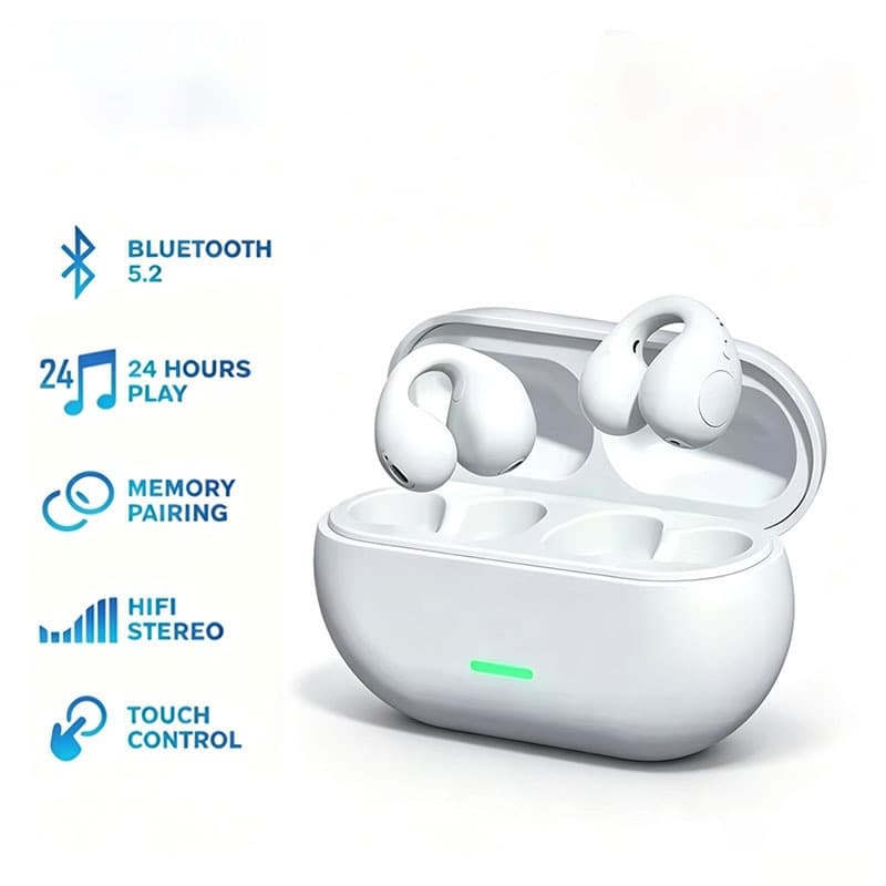 Fones De Ouvido Bluetooth Sem Fio T75 Com Clipe De Orelha , Fone Esportivo Estéreo HIFI Baixo E Microfone