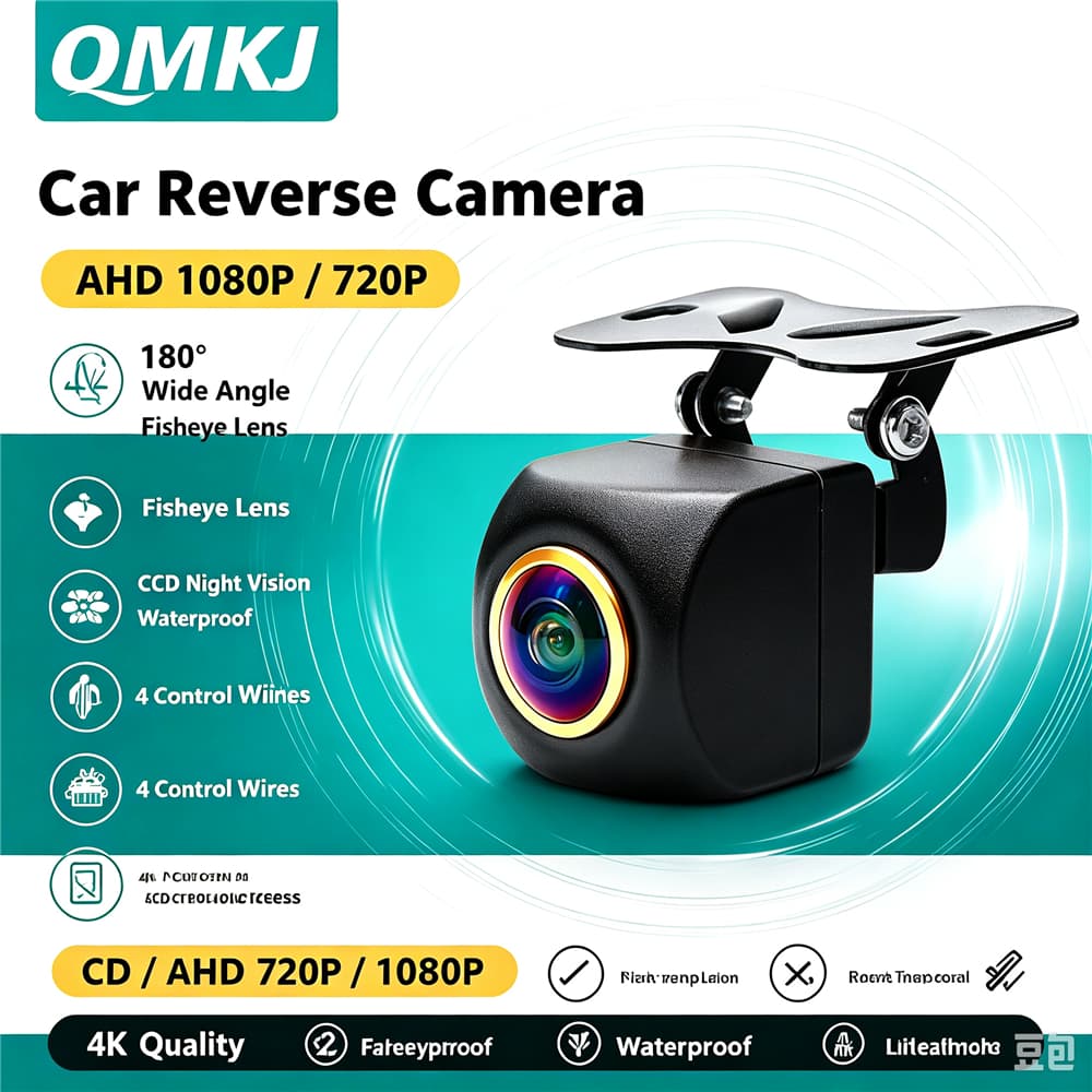 Câmera Reversa Para Carro AHD 1080P 180 ° Lente Olho De Peixe À Prova D'água , Suporte De Estacionamento De Backup CVBS/