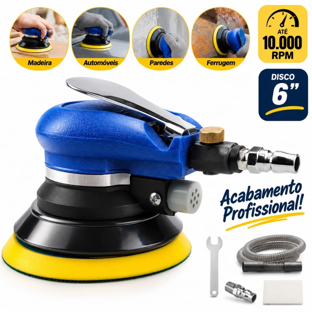 Lixadeira Pneumática Orbital Hookit Roquite Barata