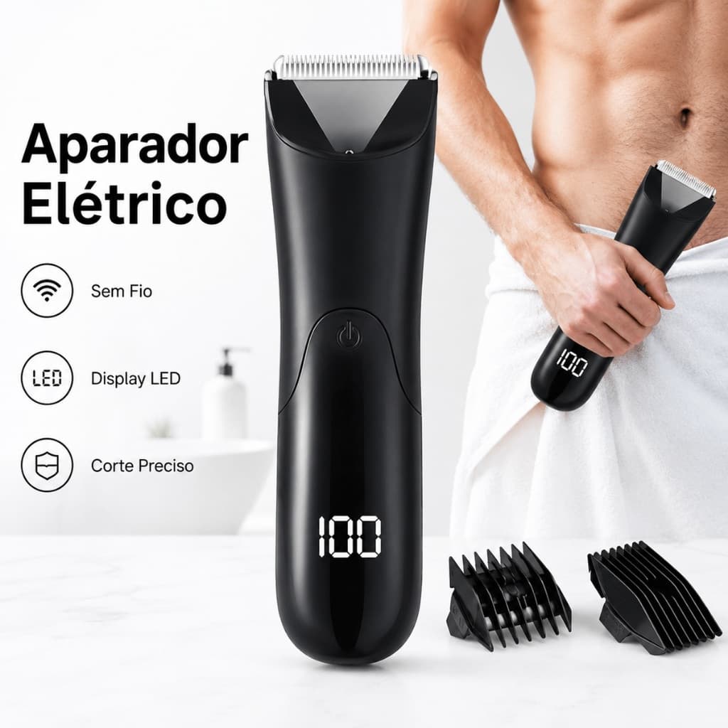 Aparador de pelos corporal novo modelo unissex | à prova d'água, elétrico e recarregável | 4 acessórios