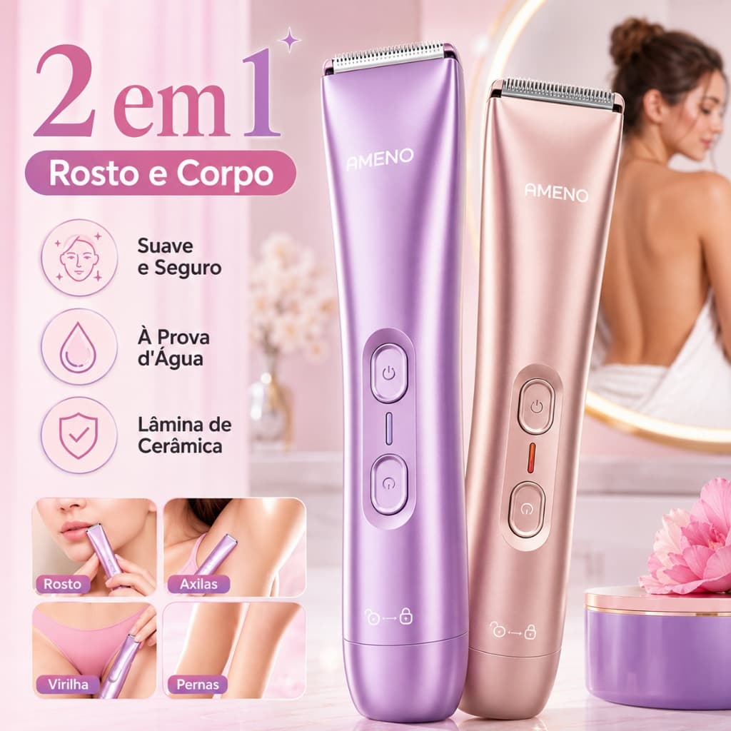 Depilador e Aparador de Alta Eficiência pra Remoção Permanente dos Pelos Depilação Indolor pra Rosto feminino Corpo TOP