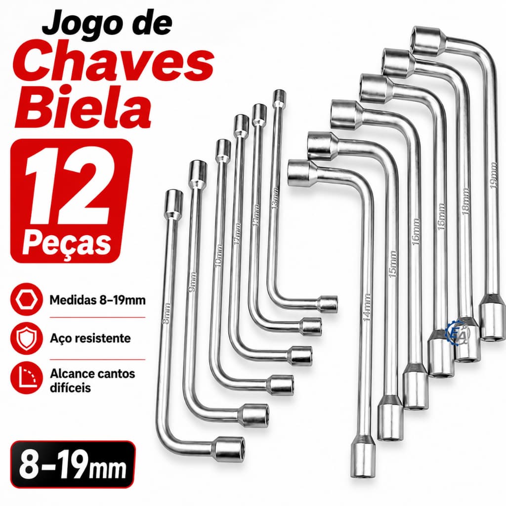 Kit 12 Peças Jogo de Chave Biela Kit Ferramentas 8 a 19mm Kit Ferramentas Jogo Chaves Biela Chave Boca