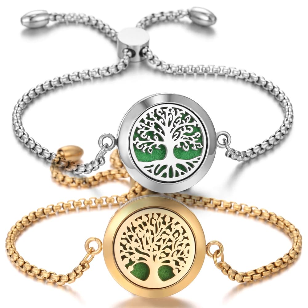 Pulseira Difusora De Aroma De Aço Inoxidável Ajustável Corrente Deslizante Óleo Essencial Perfume Medalhão Feminina Ouro