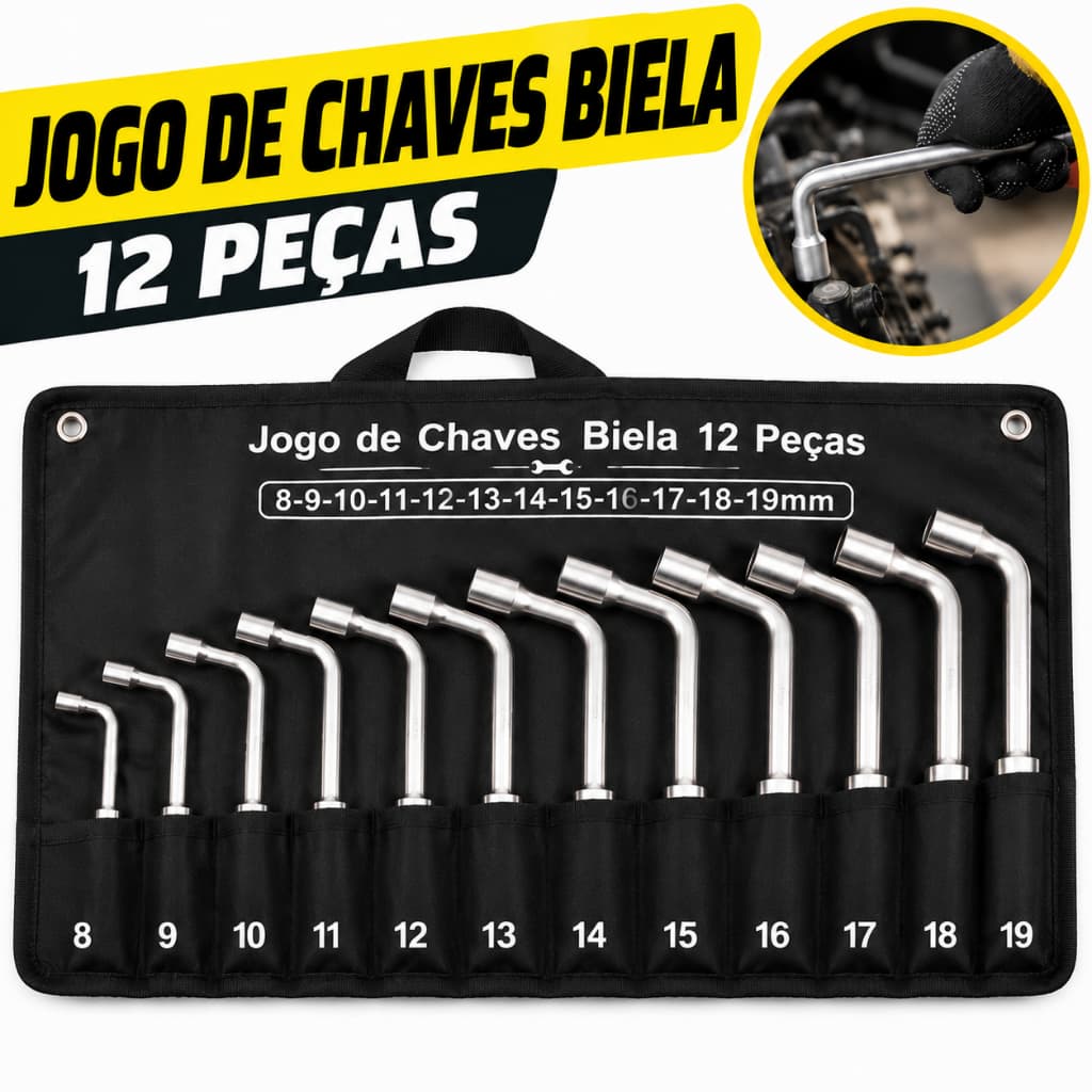 Jogo de chave Biela kit ferramentas 12 pecas 8 a 19mm kit Jogo chaves L biela