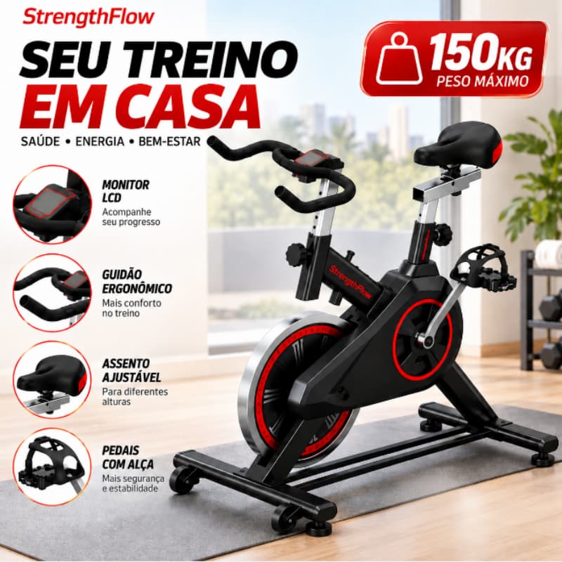 Bicicleta Spinning Ergométrica Para Exercícios Com Monitor Profissional Sport Suporta até 150kg