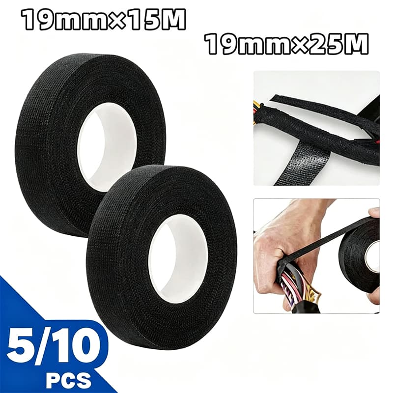 Fita Chicote Isolante Tecido Automotivo Autoadesivo Carro Moto - 15mx 1.9cm/25m x 1.9cm