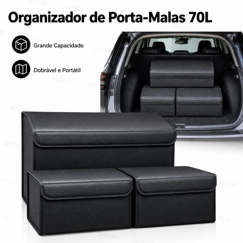 Organizador do tronco do carro caixa de armazenamento do arranque do tronco do carro 70L
