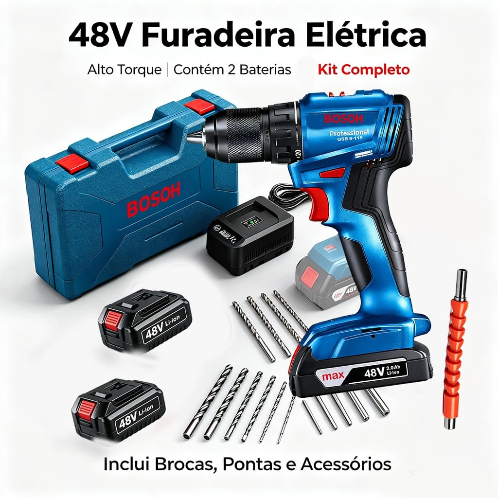 Original Furadeira parafusadeira 48V Profissional elétrica Furadeira de Impacto parafusadeira a bateria