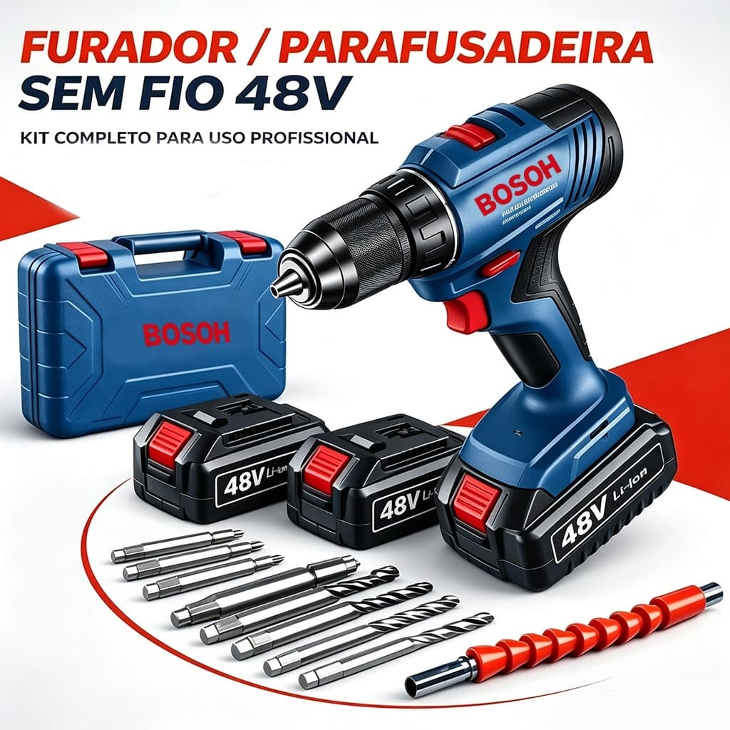 Furadeira parafusadeira 48V Profissional elétrica Furadeira de Impacto parafusadeira a bateria Original