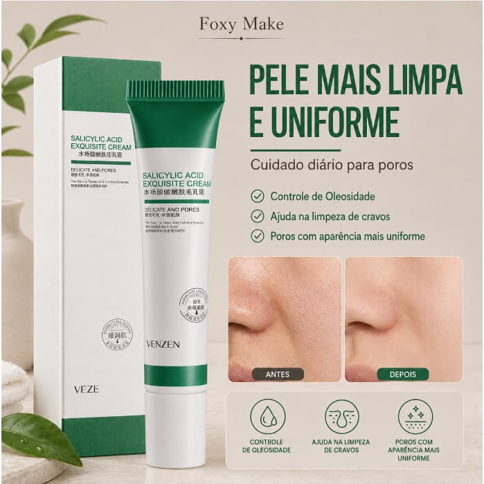 Creme Facial com Ácido Salicílico, Textura Leve para Pele Oleosa 30g