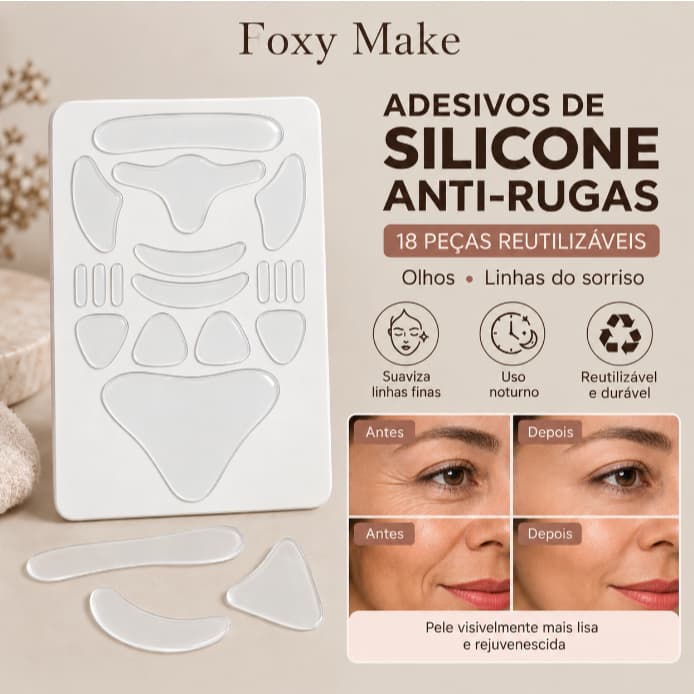 Kit Adesivo Facial Reutilizável De 16 Peças Fita De Gel De Silicone Linhas Faciais Antirrugas