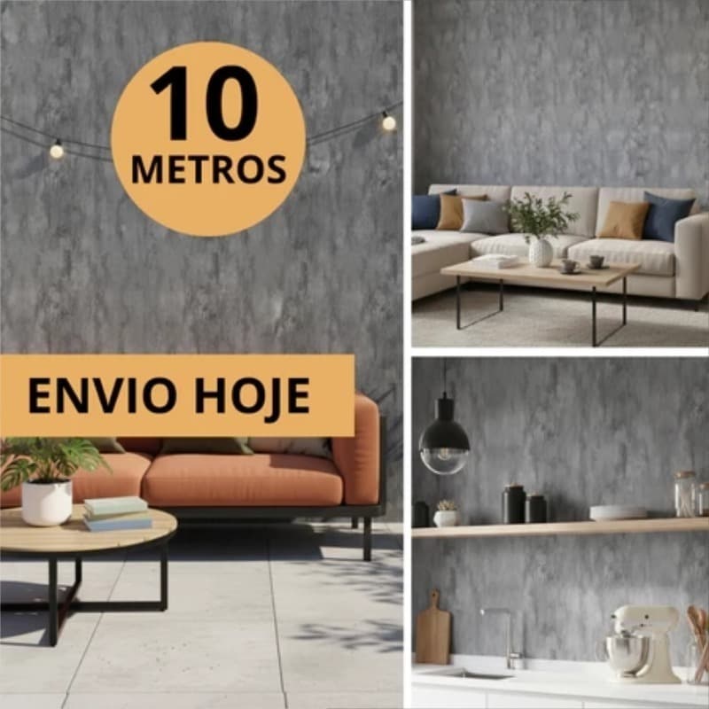 Até 6,75m²/3rolos Papel de Parede 5x0,45 Metros Cimento Queimado Adesivo À Prova D'Água Impermeável Rolo Lavável