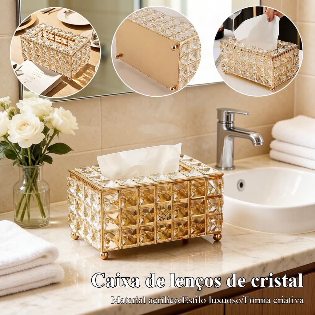 Caixa Porta Lenços De Papel Em Acrílico Cristal-Estilo Luxuoso Europeu,Corte Diamantado Decoração Sala Quarto