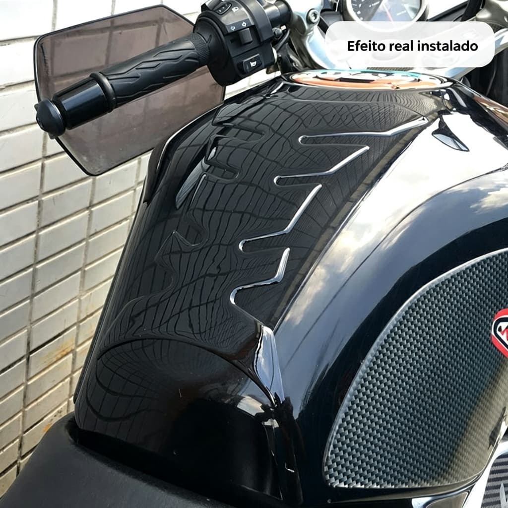 Protetor de Tanque Moto 3D Resina Tank Pad Universal, Preto Anti-arranhão Impermeável, Adesivo Protetor para Motocicleta