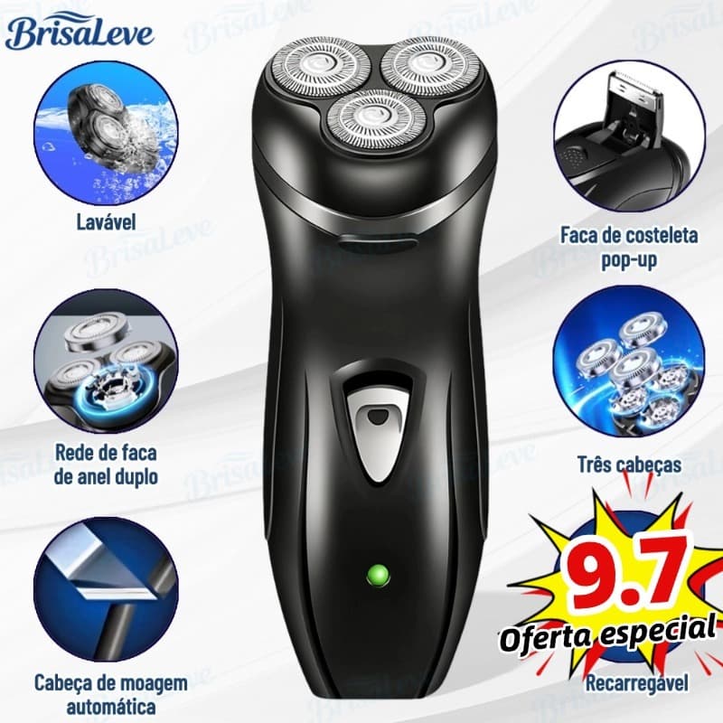 Barbeador Elétrico Homens Prova d'água Recarregável De Três Cabeças Maquina Shaver Depilador Barba Cabeça Aparador-BL
