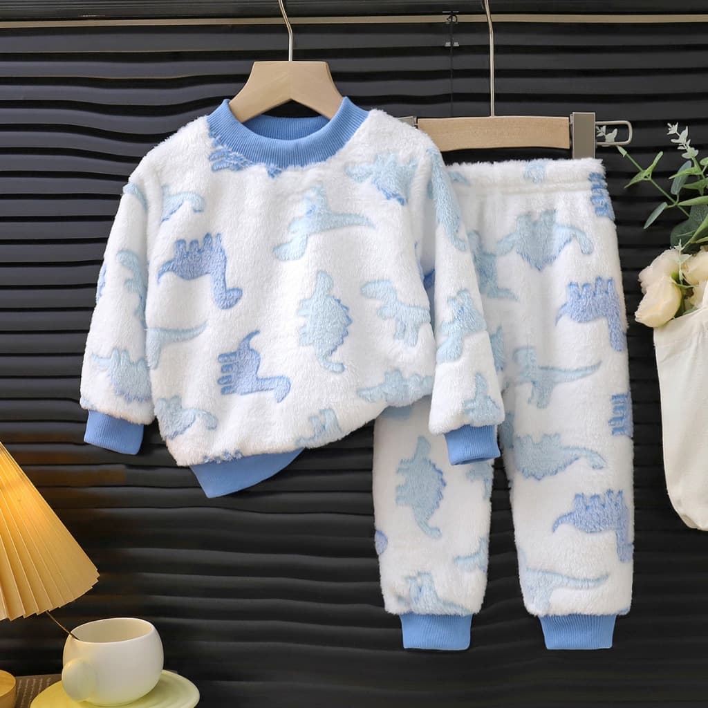 Inverno Bebê Meninos Conjuntos De Roupas Engrossado Flanela Dos Desenhos Animados Ternos De Pelúcia Aniversário 1-7 Anos