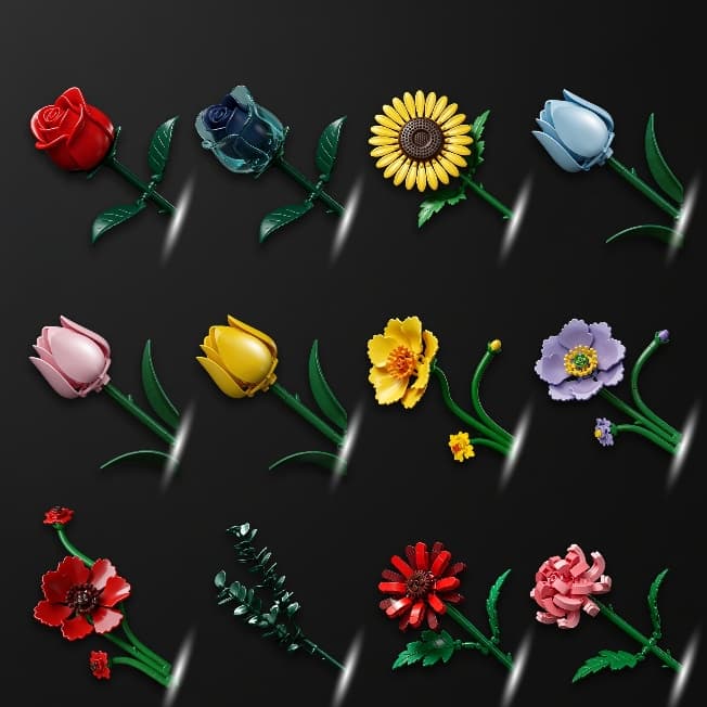 Flores De Cerejeira Cravos Várias Cores Rosas Blocos De Construção Brinquedos Presentes