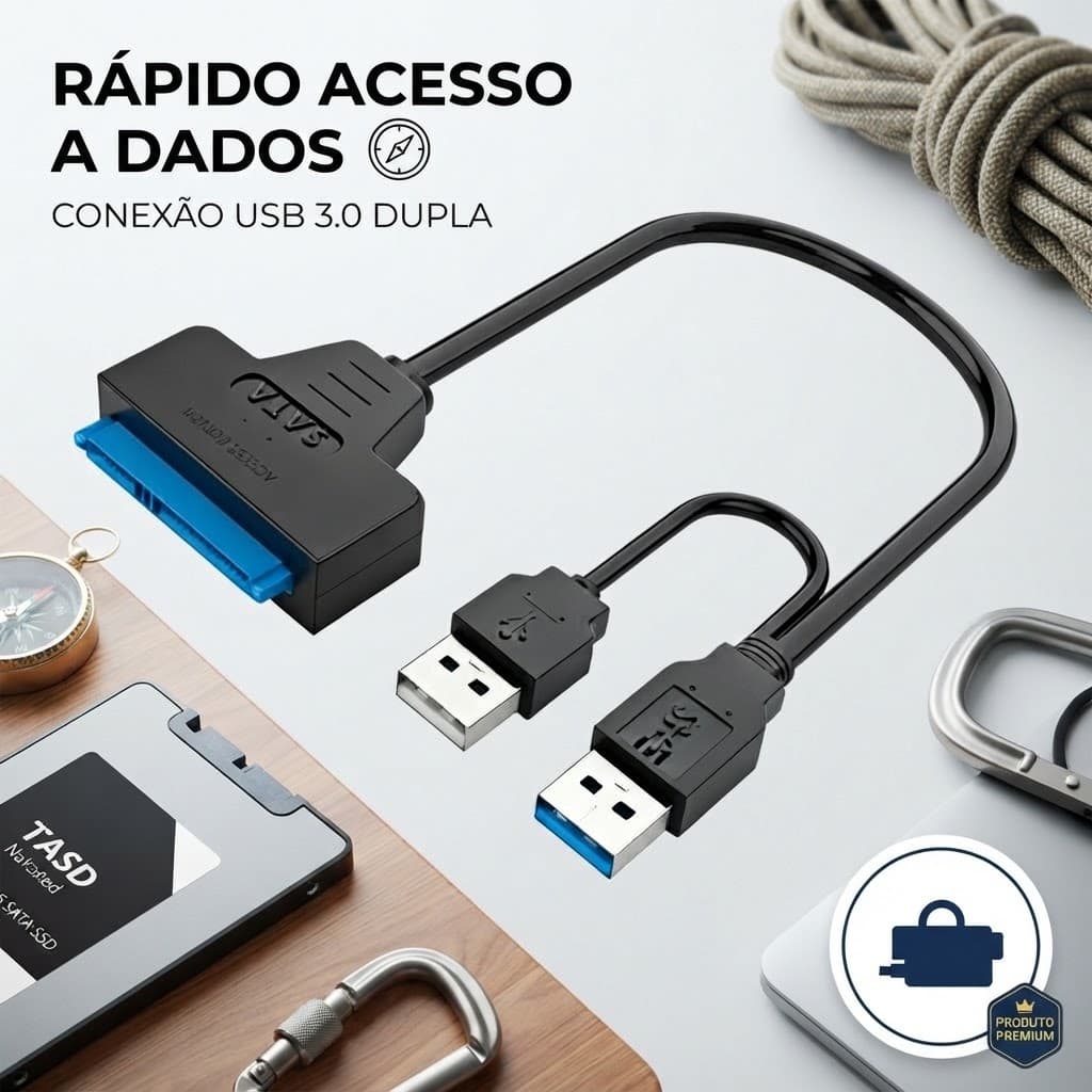 Cabo Adaptador Usb Duplo 3.0 Sata Dual + usb 2,0 12v 2a Hd