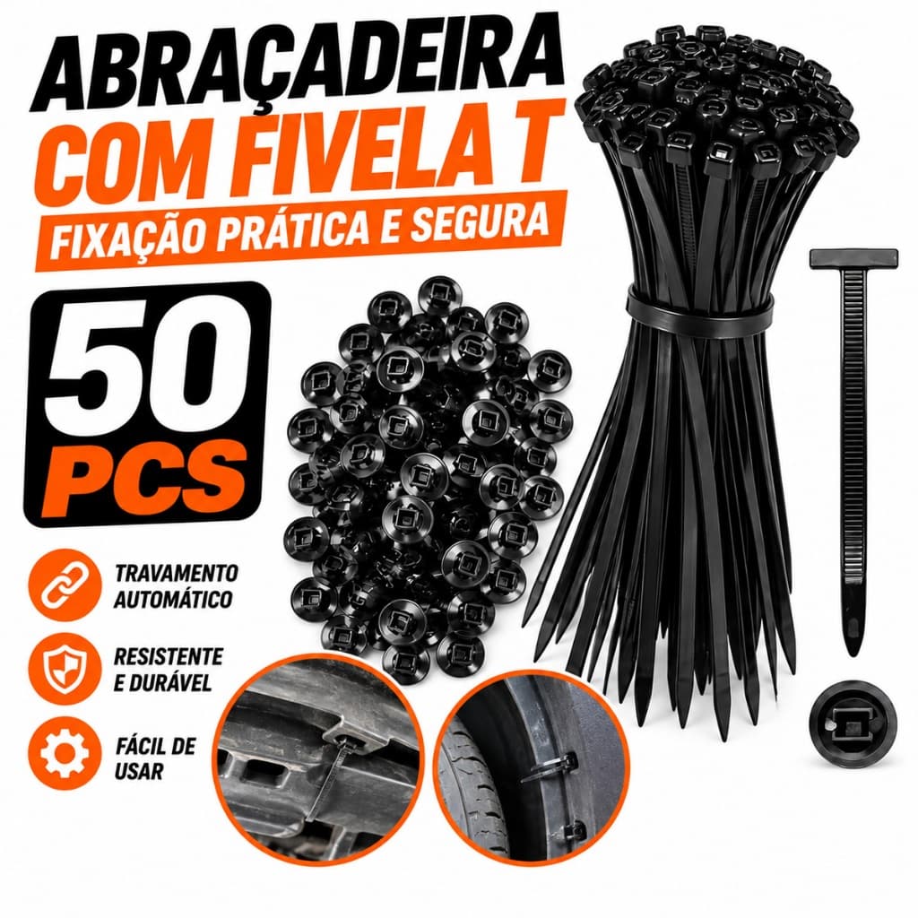 KIT Jogo 50 Abraçadeira de Nylon Enforca Gato Cintas Plásticas Super Resistente Presilha Várias Medidas