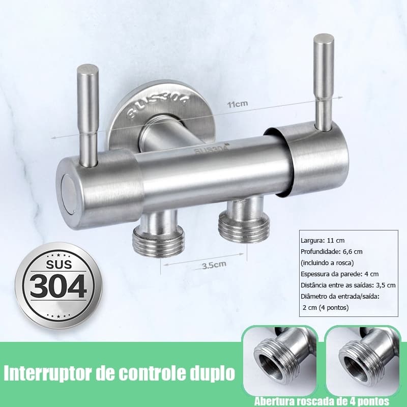 Torneira Duas Saidas Dupla Multifuncional Metal Maquina De Lavar/secar Tanque Jardim Quintal