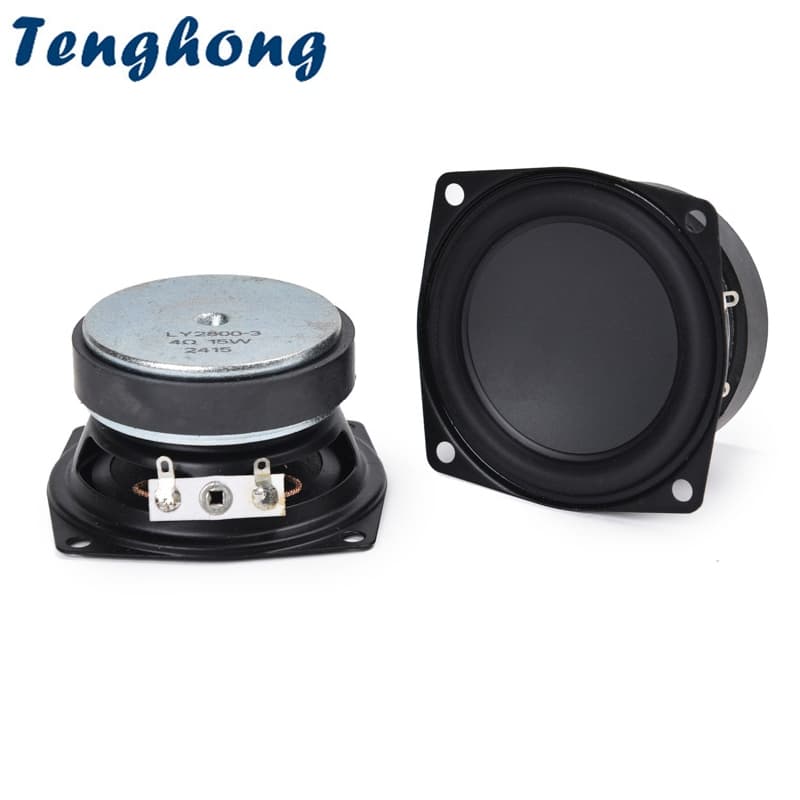Tenghong 2pcs 2.5 Polegadas 4 Ohm 15W Alto-Falante De Gama Completa 7 Níveis À Prova D'água Borda De Borracha Externa Pa