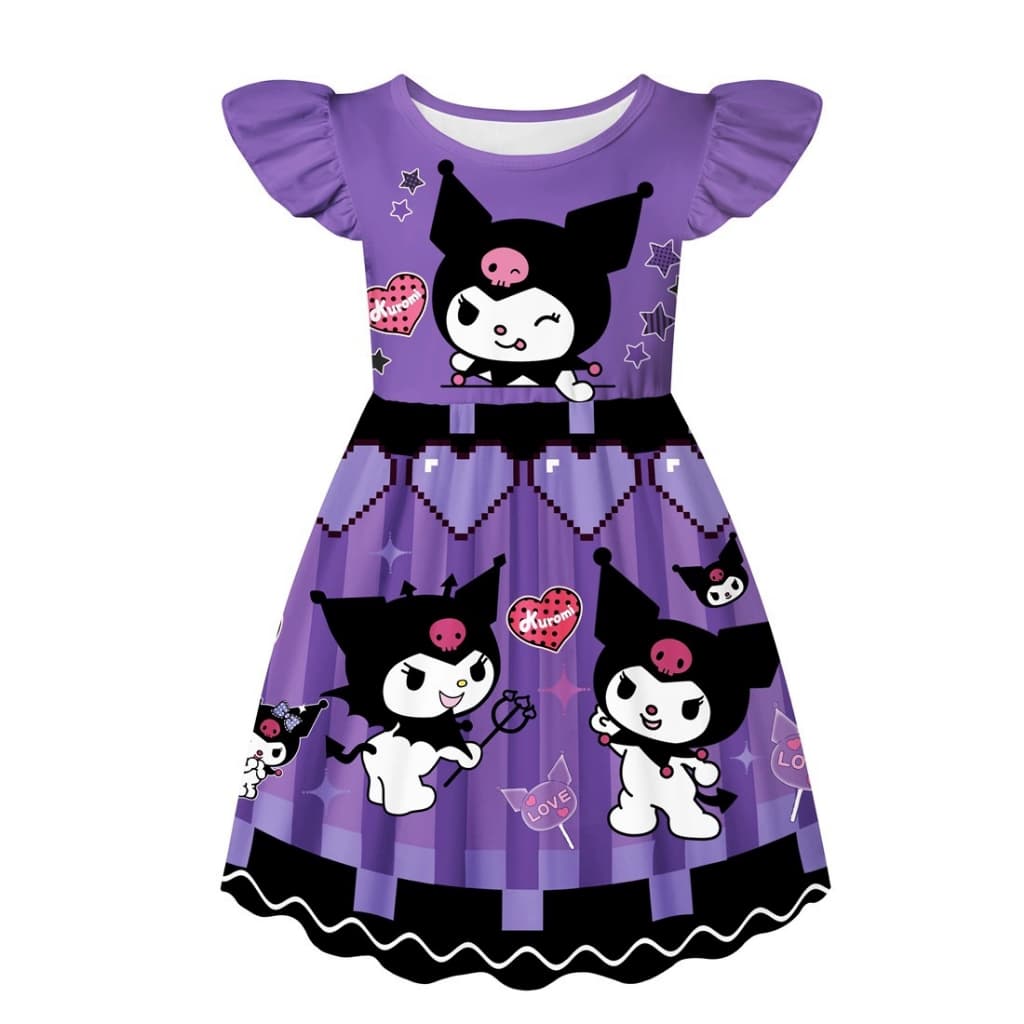 2-8 Anos Kuromi Meninas Vestido De Princesa Bonito Dos Desenhos Animados Cosplay Nova Moda Presentes Aniversário Criança
