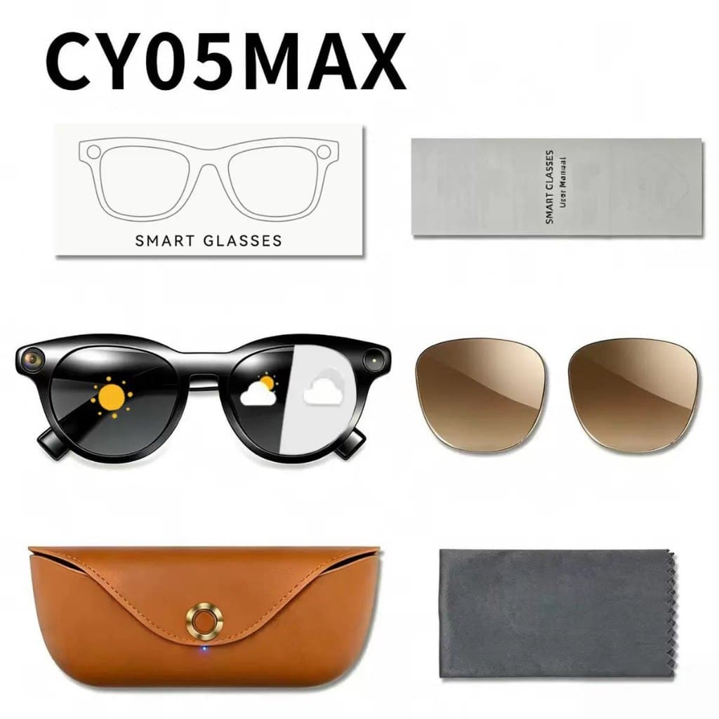 CY05 max 2026 Wi-Fi Smart Al Camera Óculos Bluetooth De Sol À Prova D'água Anti-Luz Azul Música VS G1 G2 G3 m02 ultra x0
