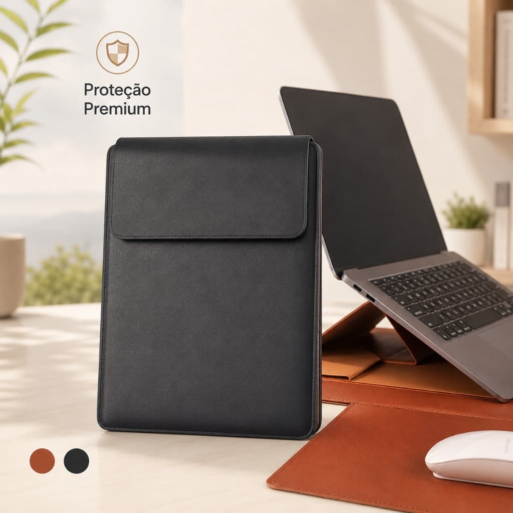 Capa Para Notebook Stand Macia De Couro PU Macbook Air Pro 13,3 e 15-16,2 Polegadas Bolsa